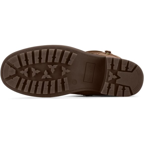 Women's Brown Mysoft Knee High Boots Chunky Heel Lug Sole Side Zipper 2 Inch - Picture 4 of 8